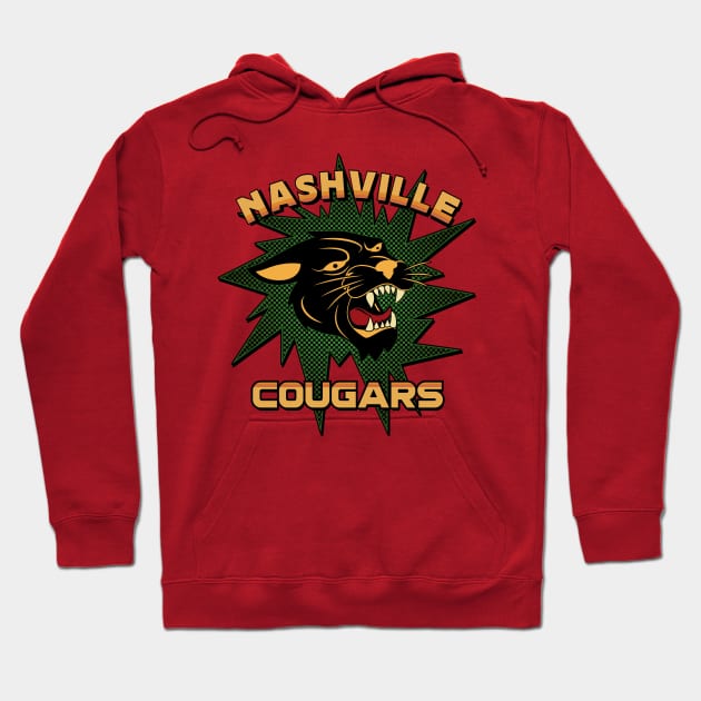 Nashville Cougars Retro Team 1970's Style Full Color Design 1 Hoodie by SunGraphicsLab